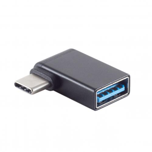 USB-C 3.0 Adapter, Metall, C Stecker  A Buchse, 90 gewinkelt, schwarz