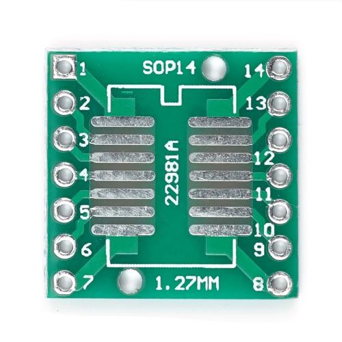 SMD Breakout Adapter fr SOP14 / SSOP14 / TSSOP14, 14 Pin, 0,65mm / 1,27mm