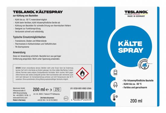 teslanol T71 Kältespray - Inhalt: 200 ml