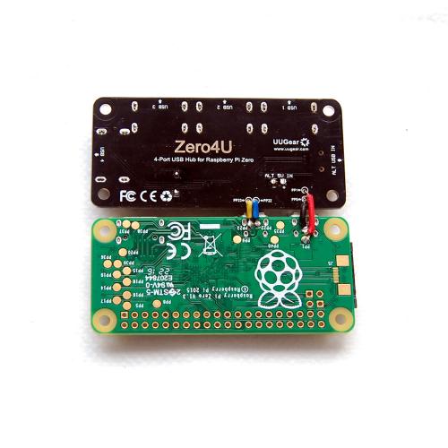 ZERO4U 4-Port USB-Hub fr Raspberry Pi Zero / Zero W, ohne Pogo-Pins
