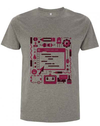 Raspberry Pi Color Code T-Shirt, grau - Größe: L