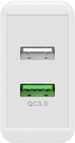Dual USB Schnellladegert / Netzteil, QC 3.0, 2x USB-A, 28W, wei