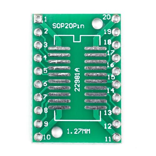 SMD Breakout Adapter für SOP20 / SSOP20 / TSSOP20, 20 Pin, 0,65mm / 1,27mm