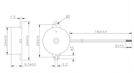 Piezo Signalgeber, 24,0mm, 1,5-30V DC, 3kHz, 80dB