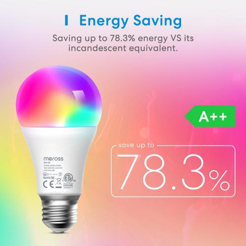 Meross Dimmbare Multicolor Smart LED-Lampe, RGBW, E27, 2er Pack