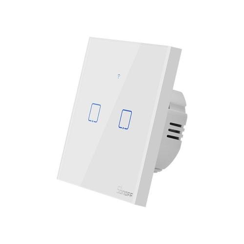 Sonoff T1EU2C-TX Smart Wall Switch, 2-Kanal Wand-Schaltaktor, wei, ohne Rahmen, WiFi + 433MHz