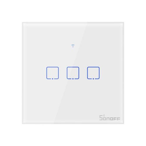 Sonoff T0EU3C-TX Smart Wall Switch, 3-Kanal Wand-Schaltaktor, wei, ohne Rahmen, WiFi