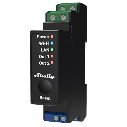 Shelly Pro 2PM, 2 Kanal WLAN + Bluetooth Schaltaktor mit Messfunktion, DIN Rail Montage