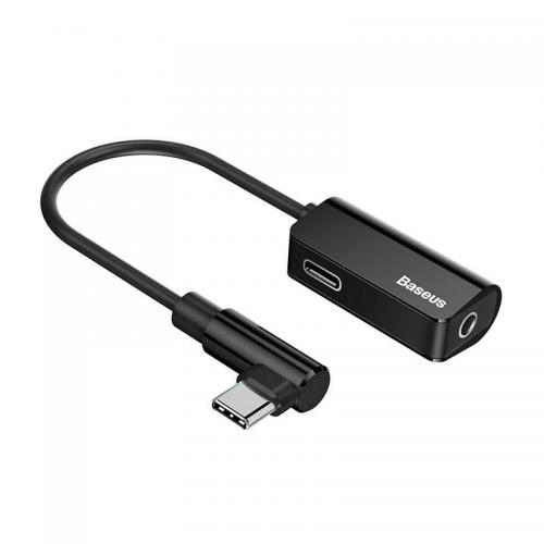 Baseus L45 Audio Adapter USB-C Stecker - 3,5 mm Klinke + USB-C Buchse, schwarz