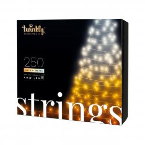 Twinkly Strings, gold & silber Edition, schwarz, 250 LEDs