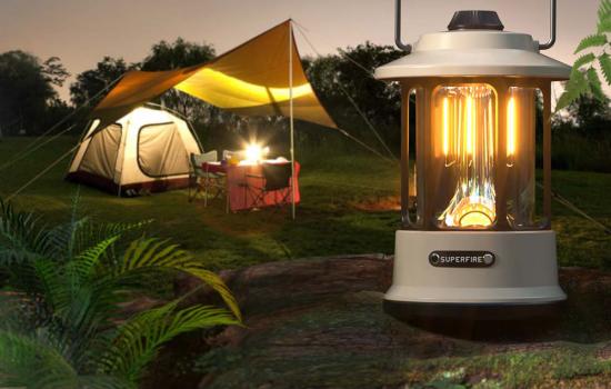 Superfire T35, Camping-Lampe, 220lm, USB-C, beige