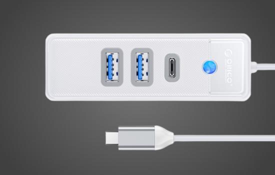 Orico Hub Adapter USB-C zu 2x USB 3.0 + USB-C, 0,15m, Wei
