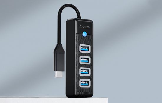Orico Hub Adapter USB-C zu 4x USB 3.0, 0.15m Schwarz