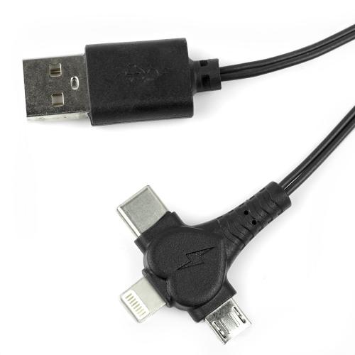 3-fach USB Ladekabel, X-mas Lichterkette mit 10 bunten Lichtern, 8-Pin / USB-C / Micro USB, 1,40m