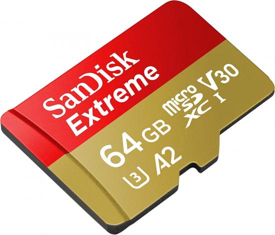 SanDisk Extreme microSDXC A2 UHS-I U3 V30 170MB/s Speicherkarte + Adapter 64GB