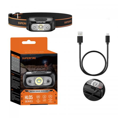 Superfire HL05-E, LED Kopflampe, 120lm, USB