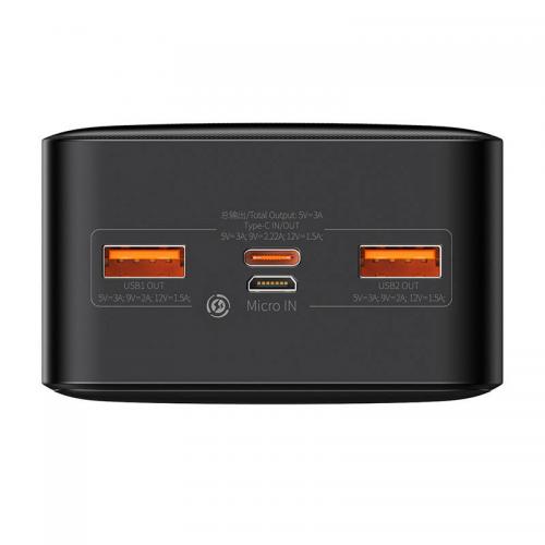 Baseus Bipow Powerbank, 30.000mAh, 2x USB + USB-C, 20W, schwarz