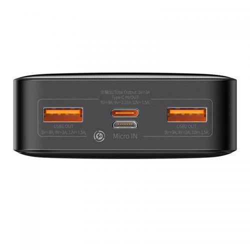 Baseus Bipow Powerbank, 20.000mAh, 2x USB + USB-C, 20W, schwarz