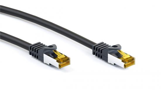 CAT 6a Netzwerkkabel mit CAT 7 Rohkabel, 500 MHz, S/FTP, LS0H, schwarz - Lnge: 0,25 m