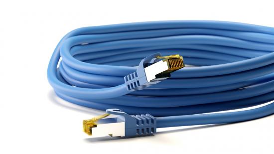 CAT 6a Netzwerkkabel mit CAT 7 Rohkabel, 500 MHz, S/FTP, LS0H, blau - Länge: 5,0 m