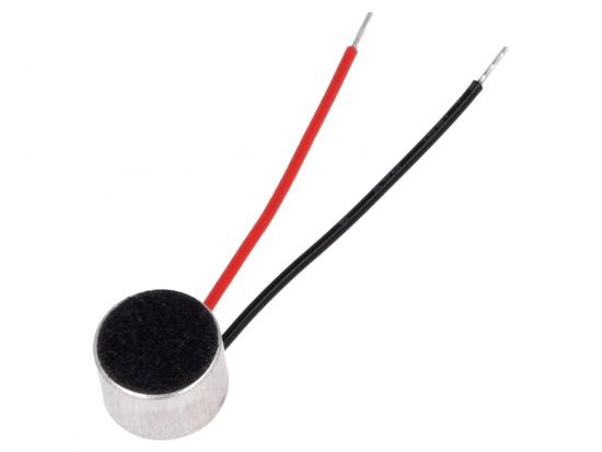 Elektret-Mikrofon, 2,2kΩ, 0,5mA, 9,7x6,5mm
