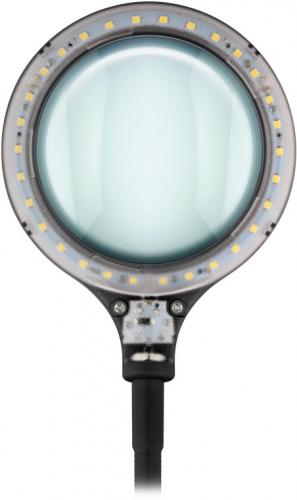 Kaltlicht LED Klemm Lupenleuchte mit 30 SMD LEDs und flexiblem Schwanenhals, 6W, schwarz
