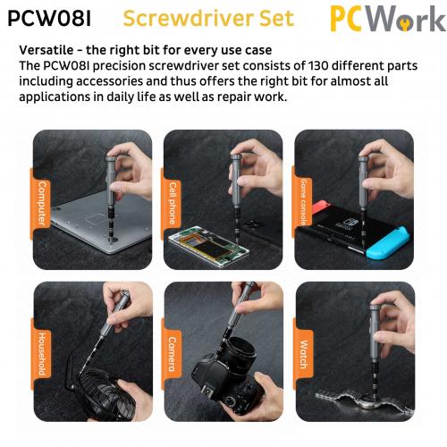 PCWork, PCW08I, Przisions-Schraubendreher Set, 130 Teile