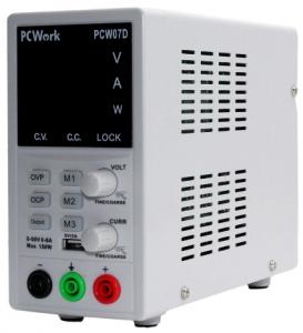 PCWork, PCW07D, Labornetzgerät, regelbar, 0-50V DC, 6A, USB, Memory Funktion