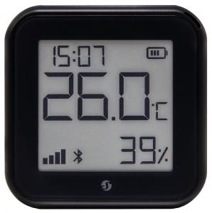 Shelly Plus H&T Gen3, WLAN + Bluetooth Temperatur- und Luftfeuchtesensor mit E-Ink Display, Schwarz