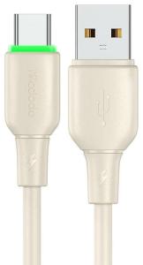 Mcdodo CA-4750 Liquid Silicon Cable, USB-A - USB-C Kabel mit LED, 100W, 1,2m, beige