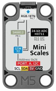 M5Stack Mini Scales Unit, STM32, HX711 ADC, I2C, 5KG Kapazitt, SK6812 LED, Arduino/Python