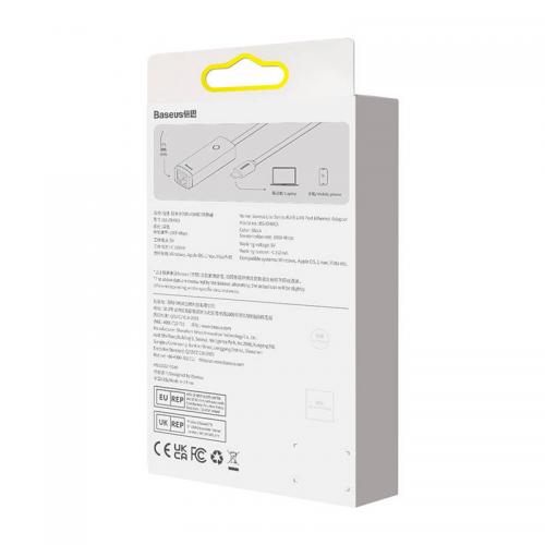 Baseus Lite Series, Netzwerk Adapter, USB-C - LAN RJ45, 1000 Mbps, schwarz