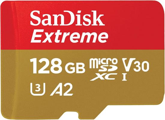 SanDisk Extreme microSDXC A2 UHS-I U3 V30 190MB/s Speicherkarte + Adapter 128GB