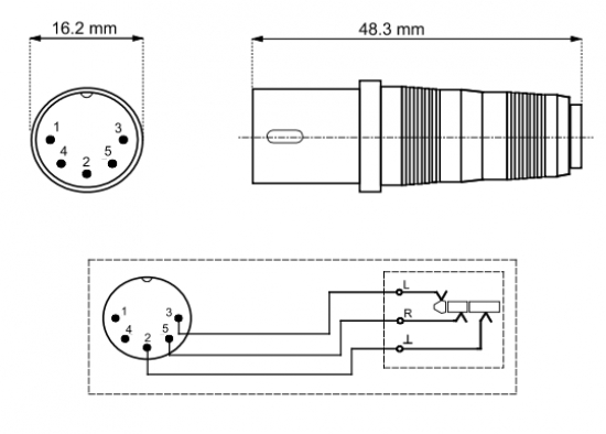 Adapter 5 pol. DIN Stecker - 3,5mm Stereo Klinkenkupplung