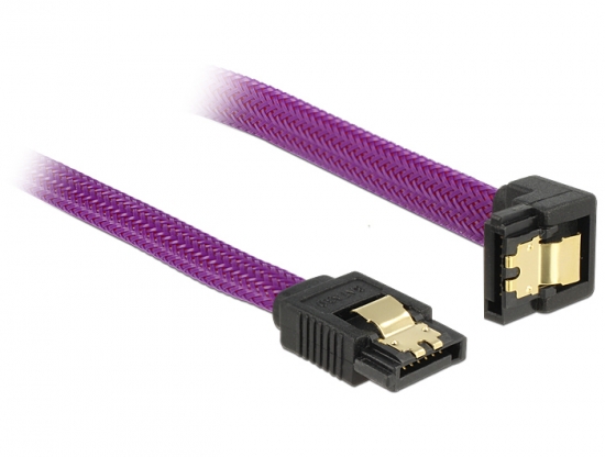 S-ATA Premium Kabel 1.5GBits / 3GBits / 6GBits 90 nach unten gewinkelt violett - Lnge: 0,10 m