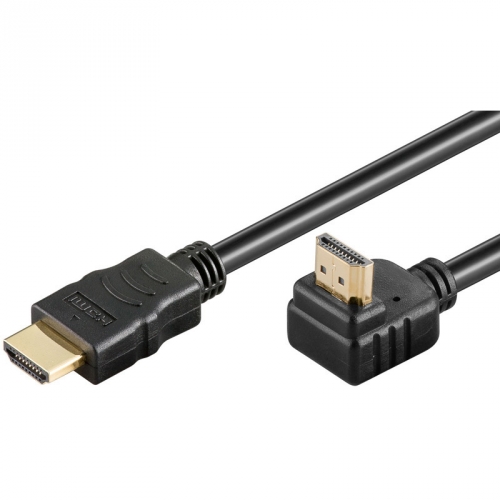 High Speed HDMI Kabel mit Ethernet 90° gewinkelt schwarz - Länge: 3,00 m