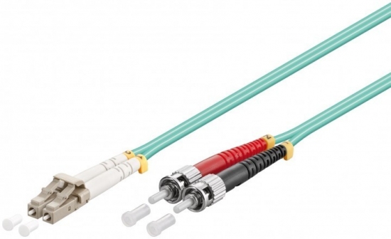 LWL Kabel Multimode OM3, LC-Stecker (UPC) > ST-Stecker (UPC), trkis - Lnge: 2,0 m