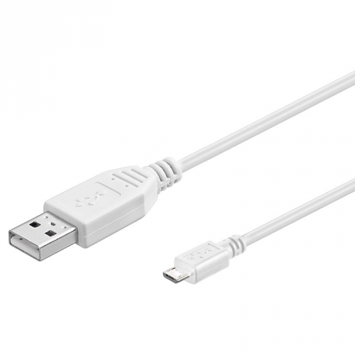 USB 2.0 Hi-Speed Kabel A Stecker – Micro B Stecker weiß - Länge: 0,15 m