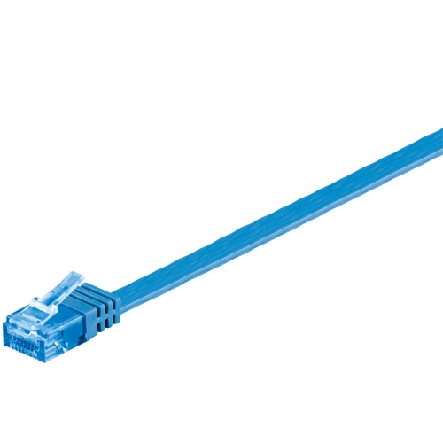 CAT 6a Netzwerkkabel, U/UTP, flach, blau - Lnge: 1,0 m