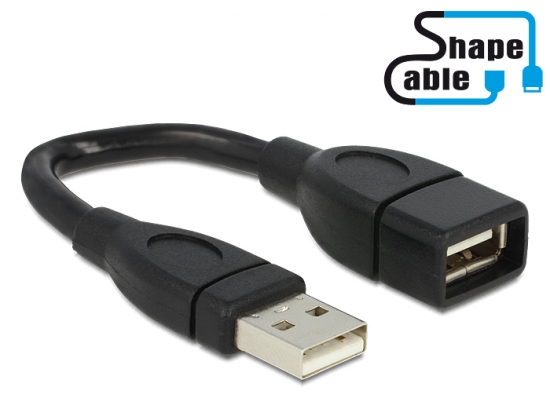 Shape USB 2.0 Hi-Speed Verlngerungskabel A Stecker  A Buchse schwarz - Lnge: 0,15 m