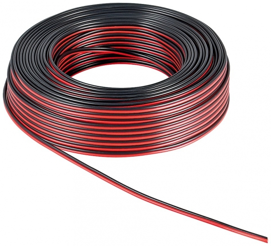 Lautsprecherkabel rot/schwarz CCA, 10 m, Querschnitt 2 x 0,75 mm