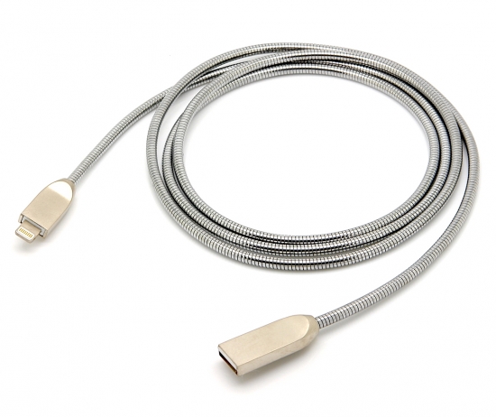 Premium Lightning Metallkabel A Stecker  8-Pin Apple Lightning Stecker silber - Lnge: 1,60m