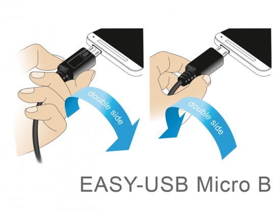 EASY USB 2.0 Kabel A Stecker – micro B Stecker oben/unten gewinkelt schwarz - Länge: 2,00 m