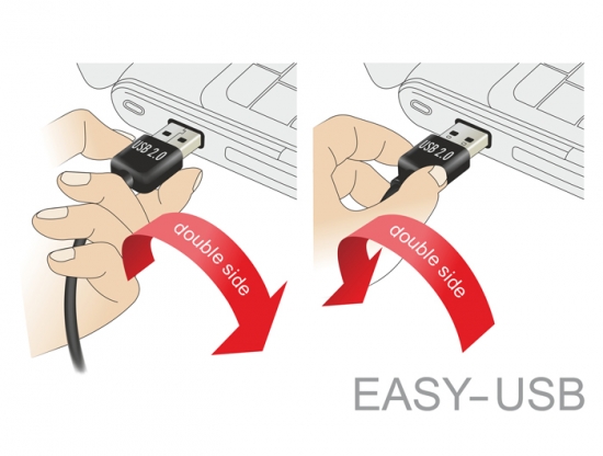 EASY USB 2.0 Kabel A Stecker – micro B Stecker oben/unten gewinkelt schwarz - Länge: 2,00 m