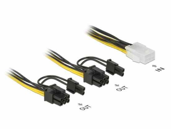 Kabel PCI Express Stromversorgung 6 Pin Buchse > 2 x 8 Pin Stecker 15cm