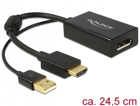 Adapter HDMI-A Stecker - Displayport 1.2 Buchse schwarz