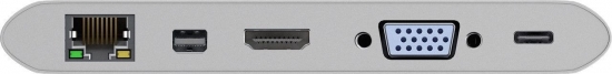 USB-C 3.1 Multiport Dock mit 3x USB 3.0, USB-C, HDMI, VGA, Mini DisplayPort, Ethernet, 3,5mm Klinke, SD, microSD - Farbe: silber