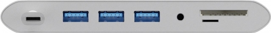 USB-C 3.1 Multiport Dock mit 3x USB 3.0, USB-C, HDMI, VGA, Mini DisplayPort, Ethernet, 3,5mm Klinke, SD, microSD - Farbe: silber