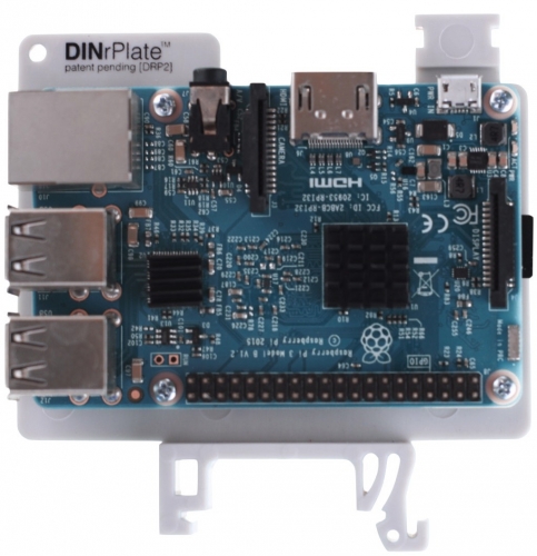 DINrPlate DRP2 - Hutschienenhalter für Raspberry Pi, grau