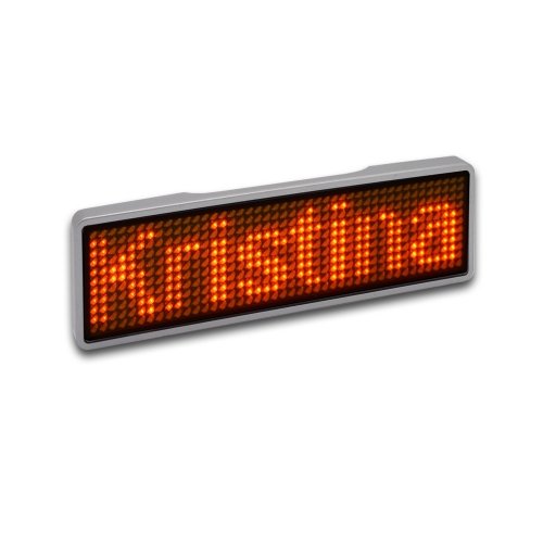 LED Name Tag, 11x44 Pixel, USB - Rahmen: silber - LED: orange